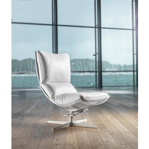 SPINNAKER Relaxsessel  mit Hocker Leder weiß Fjords by Hjellegjerde