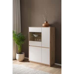 SONORA Vitrine 26 Front in Kaschmir / Korpus in Eiche Artisan Dekor