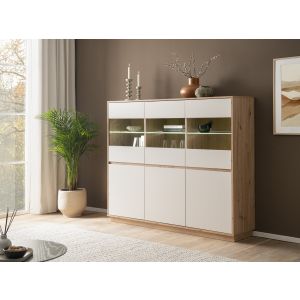 SONORA Highboard 56 Front Kaschmir / Korpus in Eiche Artisan Dekor