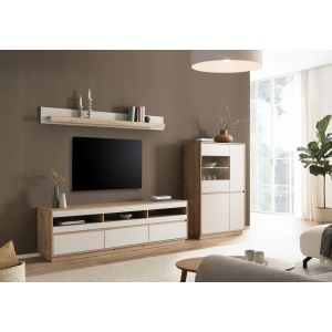 SONORA Wohnkombi W6 Front in Kaschmir / Korpus in Eiche Artisan Dekor 3 teilig 