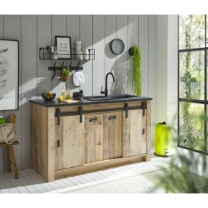 SHERWOOD Spültisch oder Kochfeld in Old Style hell Dekor Anthrazit  161/93/64 cm