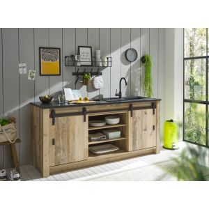 SHERWOOD Spültisch oder Kochfeld  in Old Style hell Dekor Anthrazit 201/93/64 cm