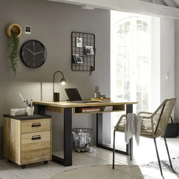 SHERWOOD Home Office 2 Buromobel in Old Style hell Dekor Anthrazit 2 teilig