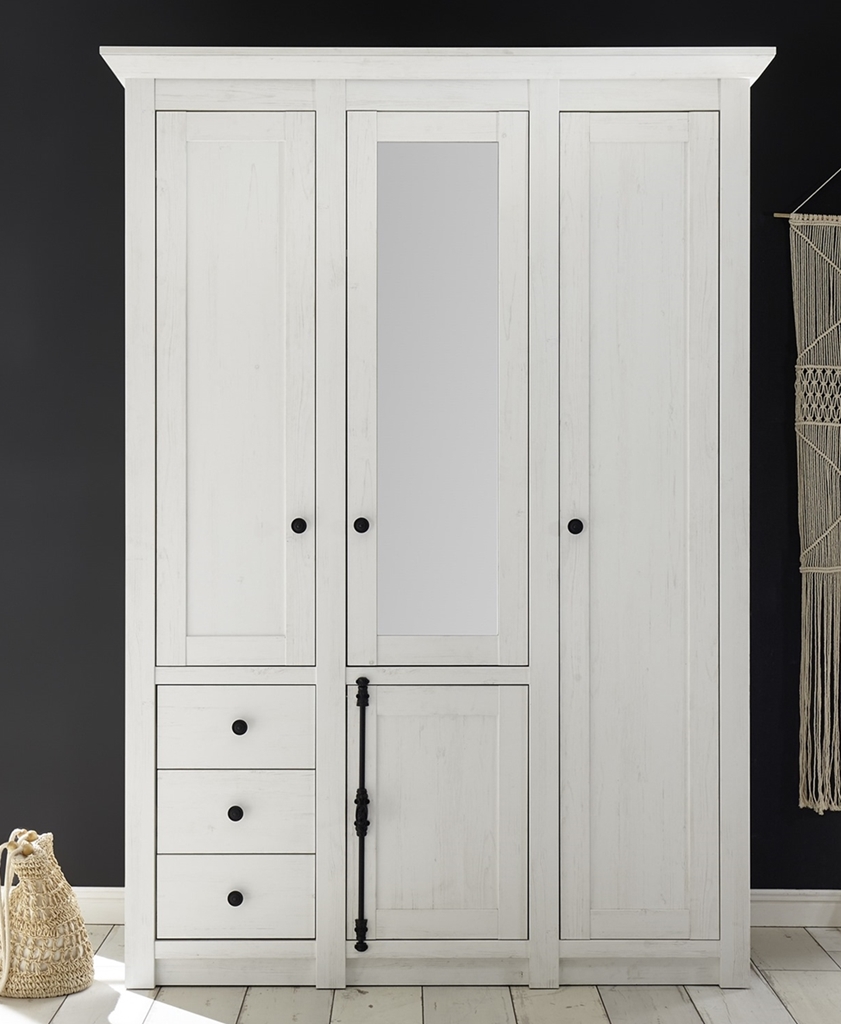 mit | Pinie Türen WESTERLAND NB Kleiderschrank sofaundco Maße Weiß 147/206/64 4 cm